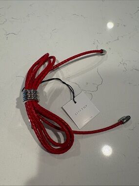 leley ny red Bentley braided leather hair bow barette never worn